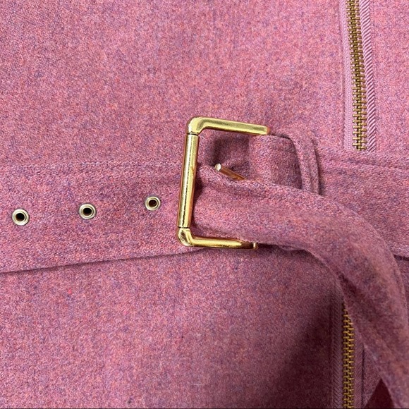 J. Crew Belted Mauve (Rosewood) Pink Coat Italian Wool Melton - Picture 6 of 9